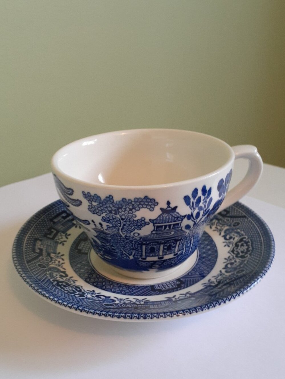 Vintage Churchill Blue Willow Tea Cup and Saucer
